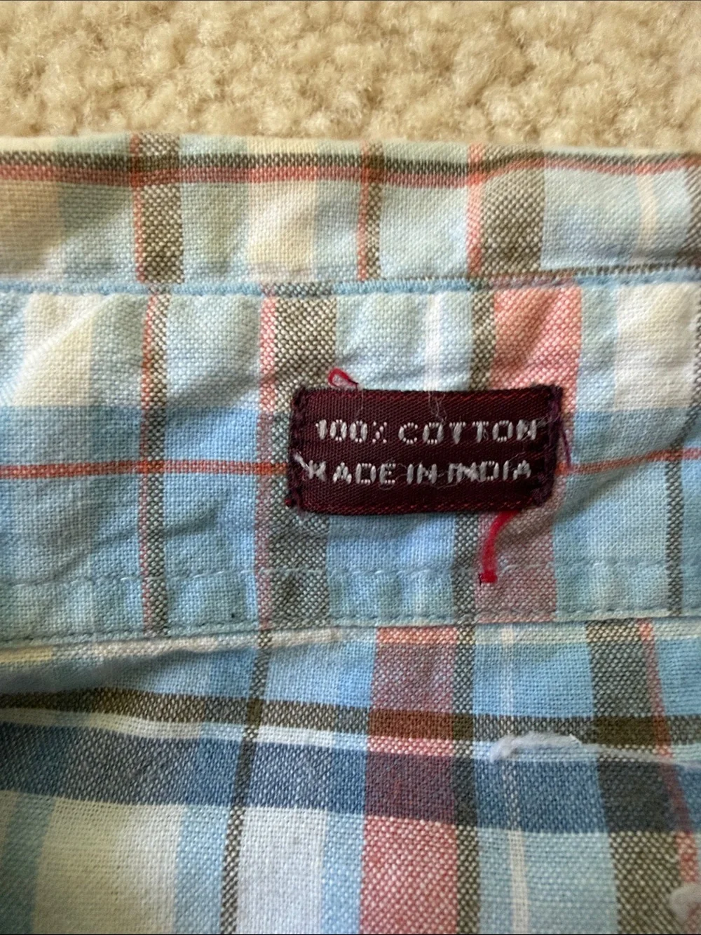J. Press Light Blue 100% cotton Button-Down Shirt tag is coming off need to sew